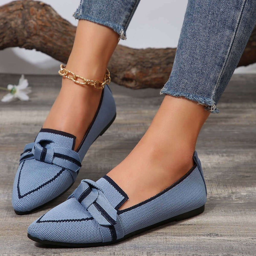 Bow Stylish  Contrast Trim Point Toe Loafers