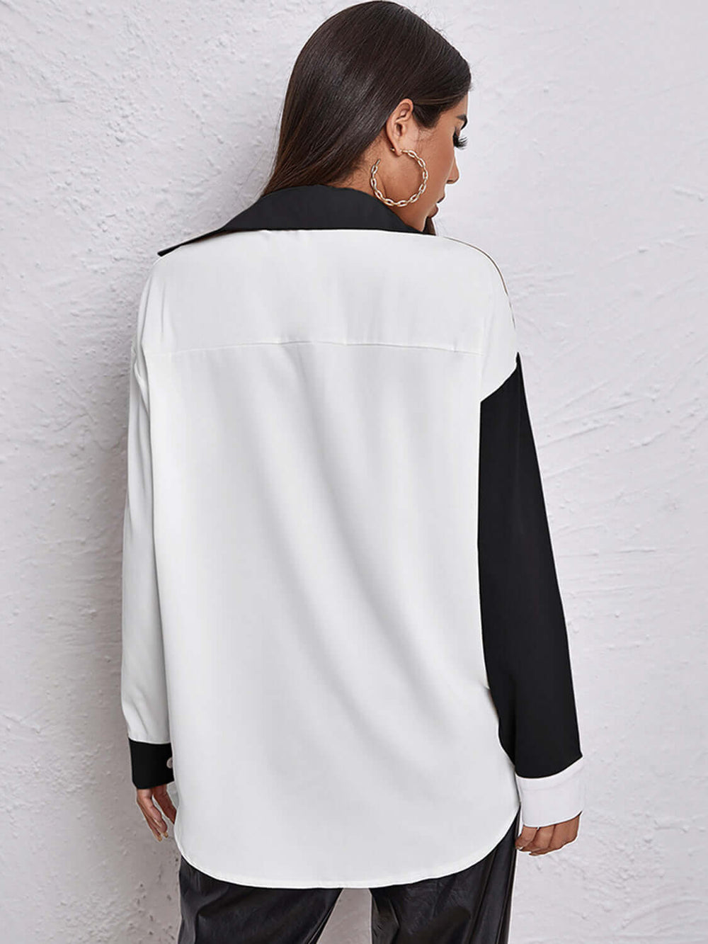 Contrast Dropped Shoulder Long Sleeve Shirt Design