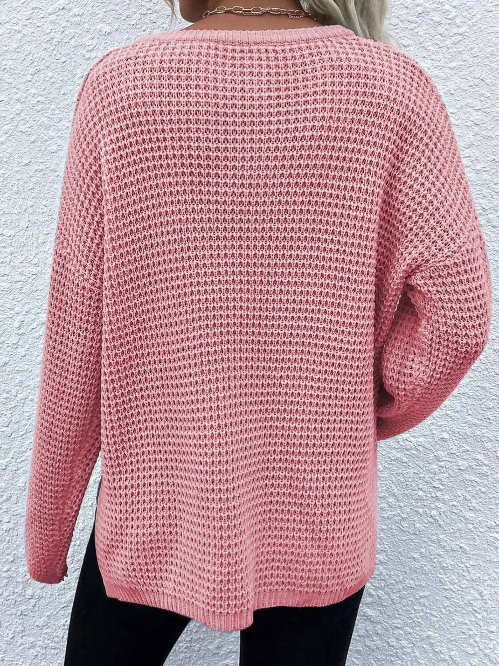 Comfort Notched Long Sleeve Sweater